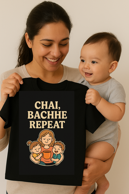 CHAI, BACHE, REPEAT – The Official Mom Life T-Shirt ☕👶